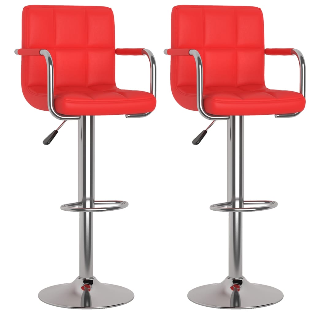 Tabourets de bar lot de 2 rouge similicuir - XIOS