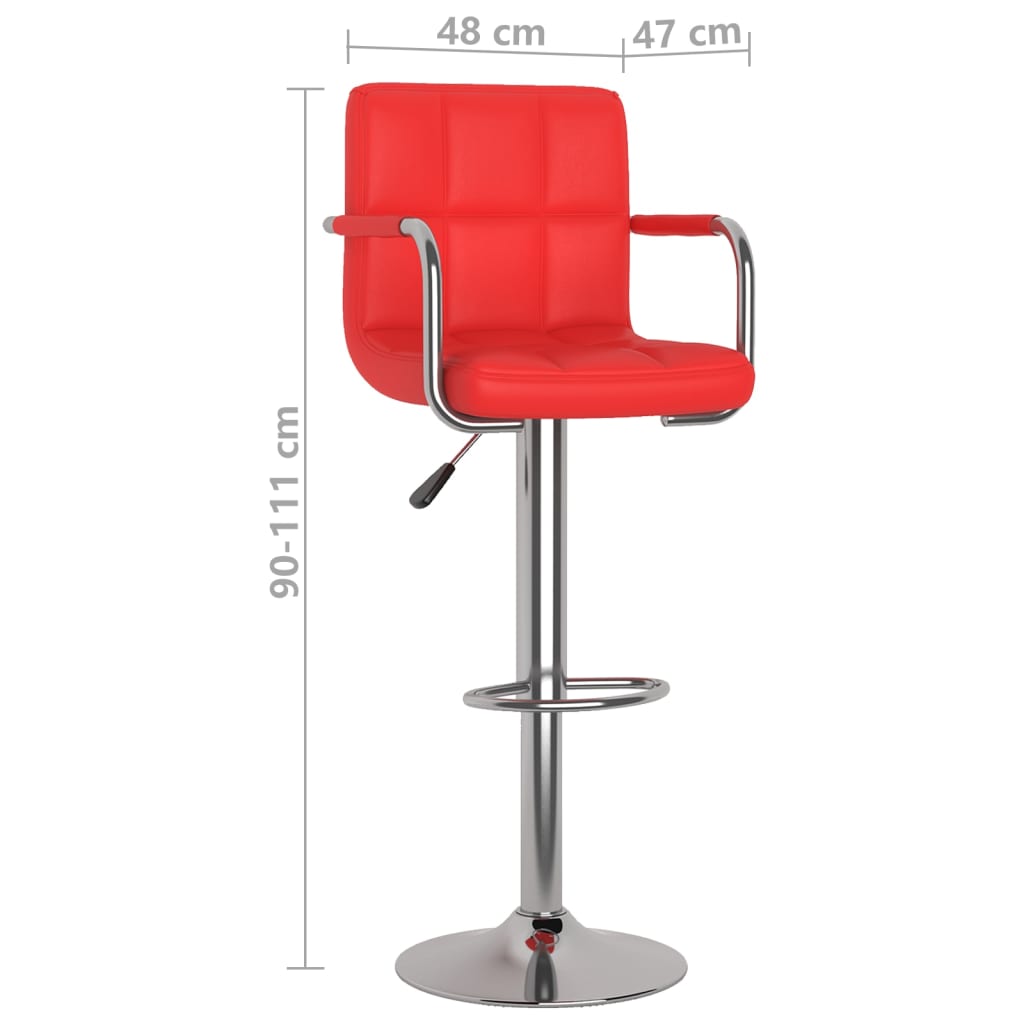 Tabourets de bar lot de 2 rouge similicuir - XIOS