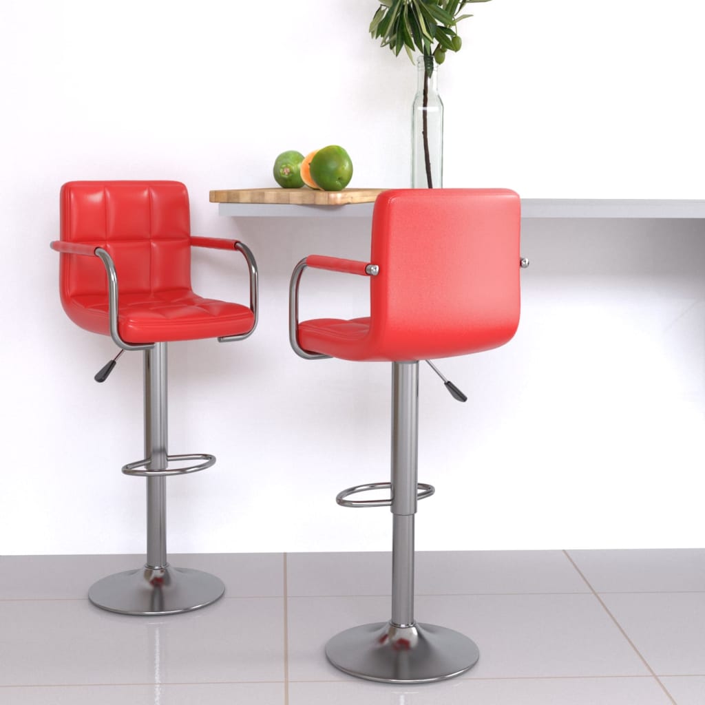 Tabourets de bar lot de 2 rouge similicuir - XIOS
