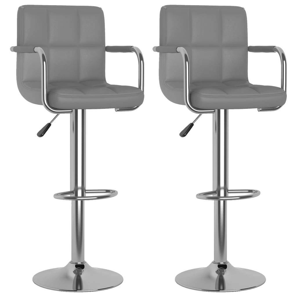 Tabourets de bar lot de 2 gris similicuir - XIOS