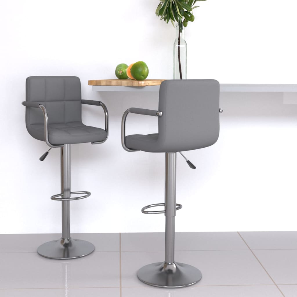 Tabourets de bar lot de 2 gris similicuir - XIOS