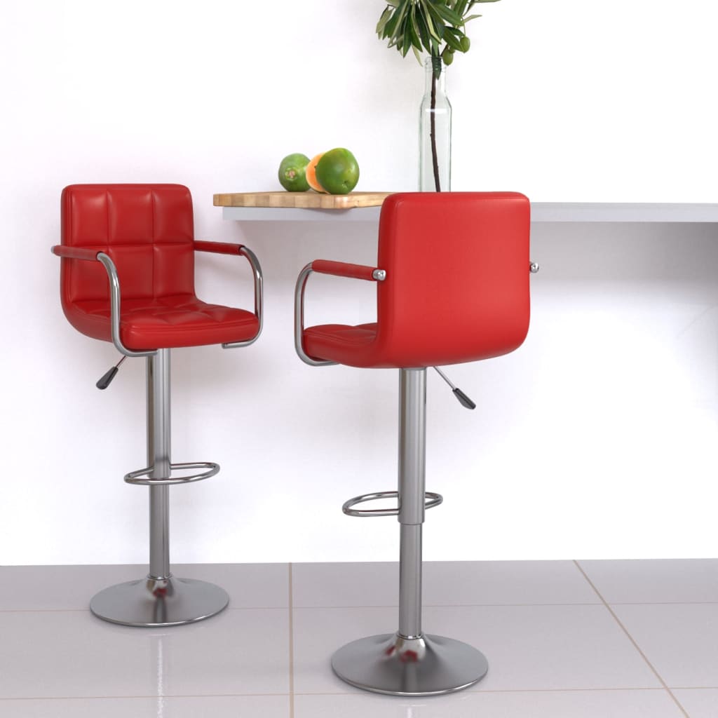 Tabourets de bar lot de 2 rouge bordeaux similicuir - XIOS