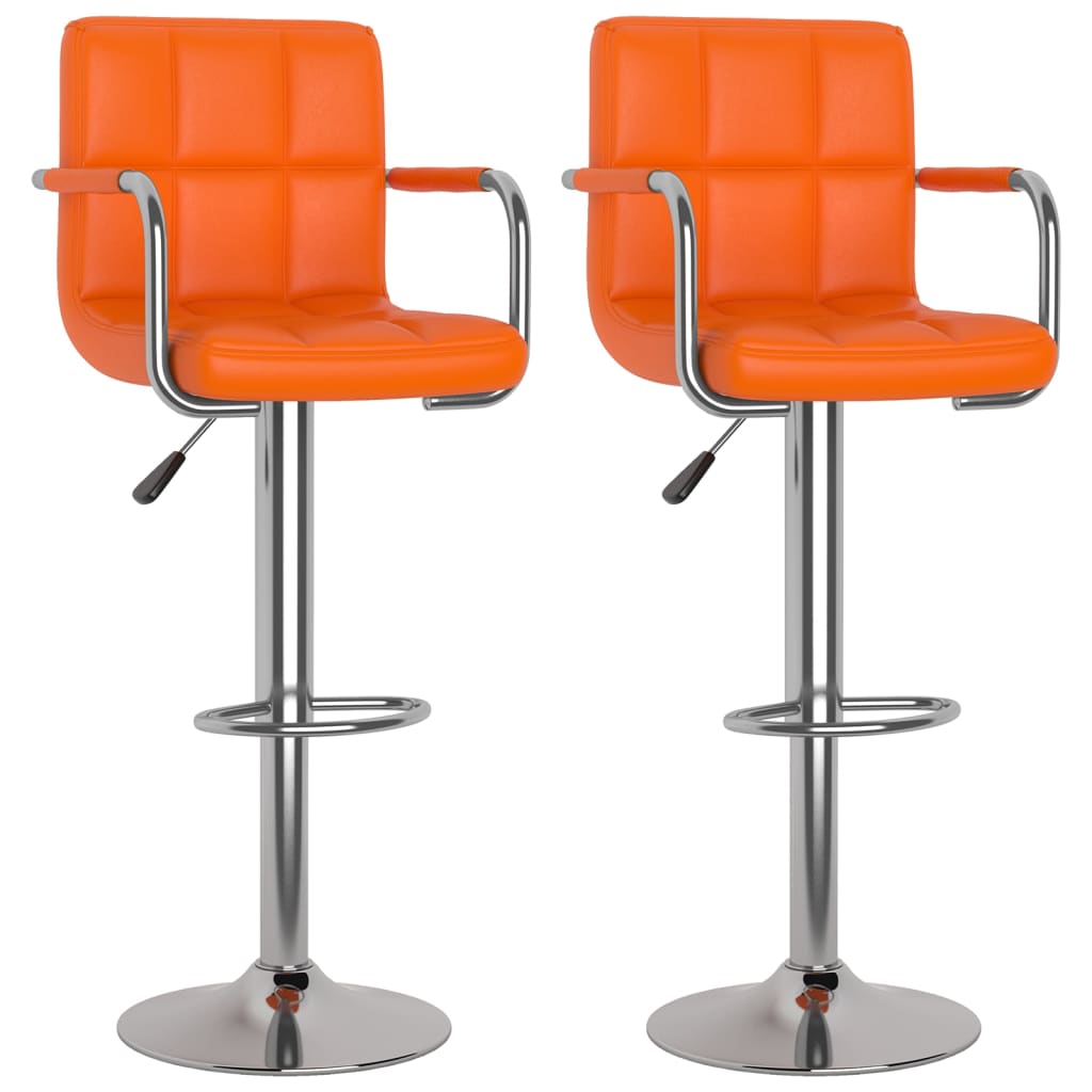 Tabourets de bar lot de 2 orange similicuir - XIOS