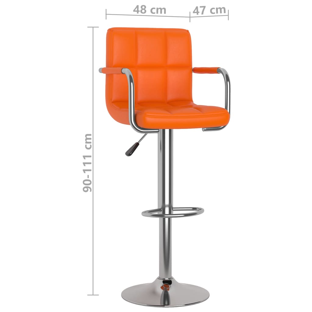 Tabourets de bar lot de 2 orange similicuir - XIOS