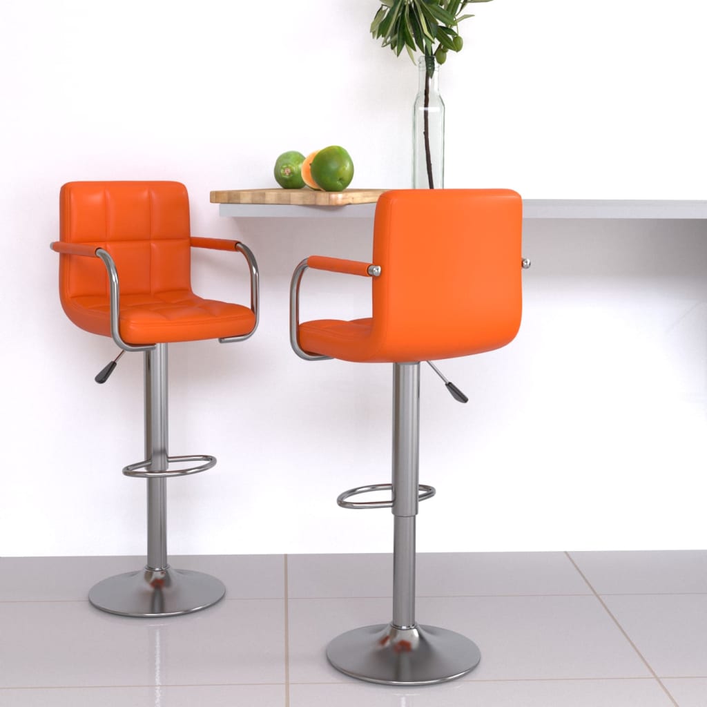 Tabourets de bar lot de 2 orange similicuir - XIOS