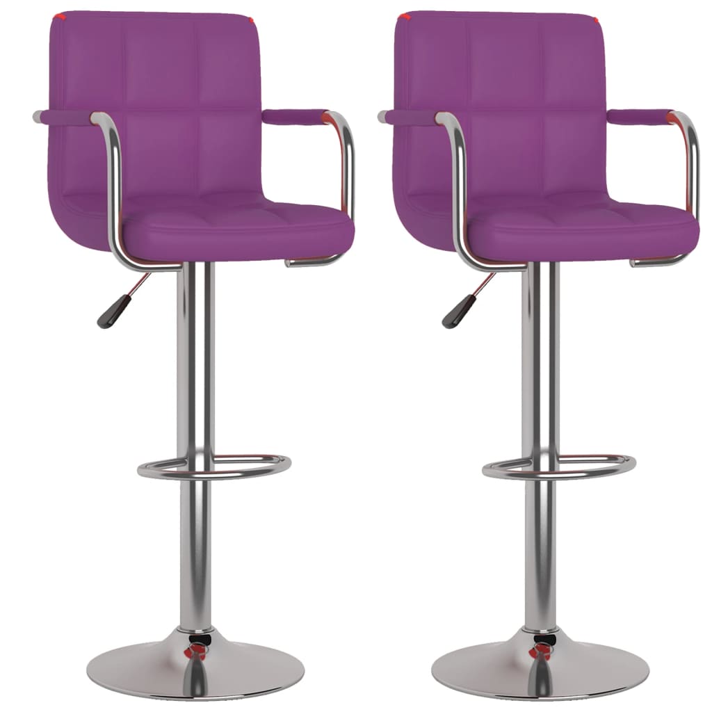 Tabourets de bar lot de 2 violet similicuir - XIOS