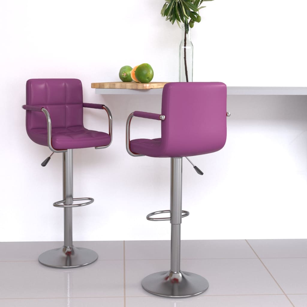 Tabourets de bar lot de 2 violet similicuir - XIOS