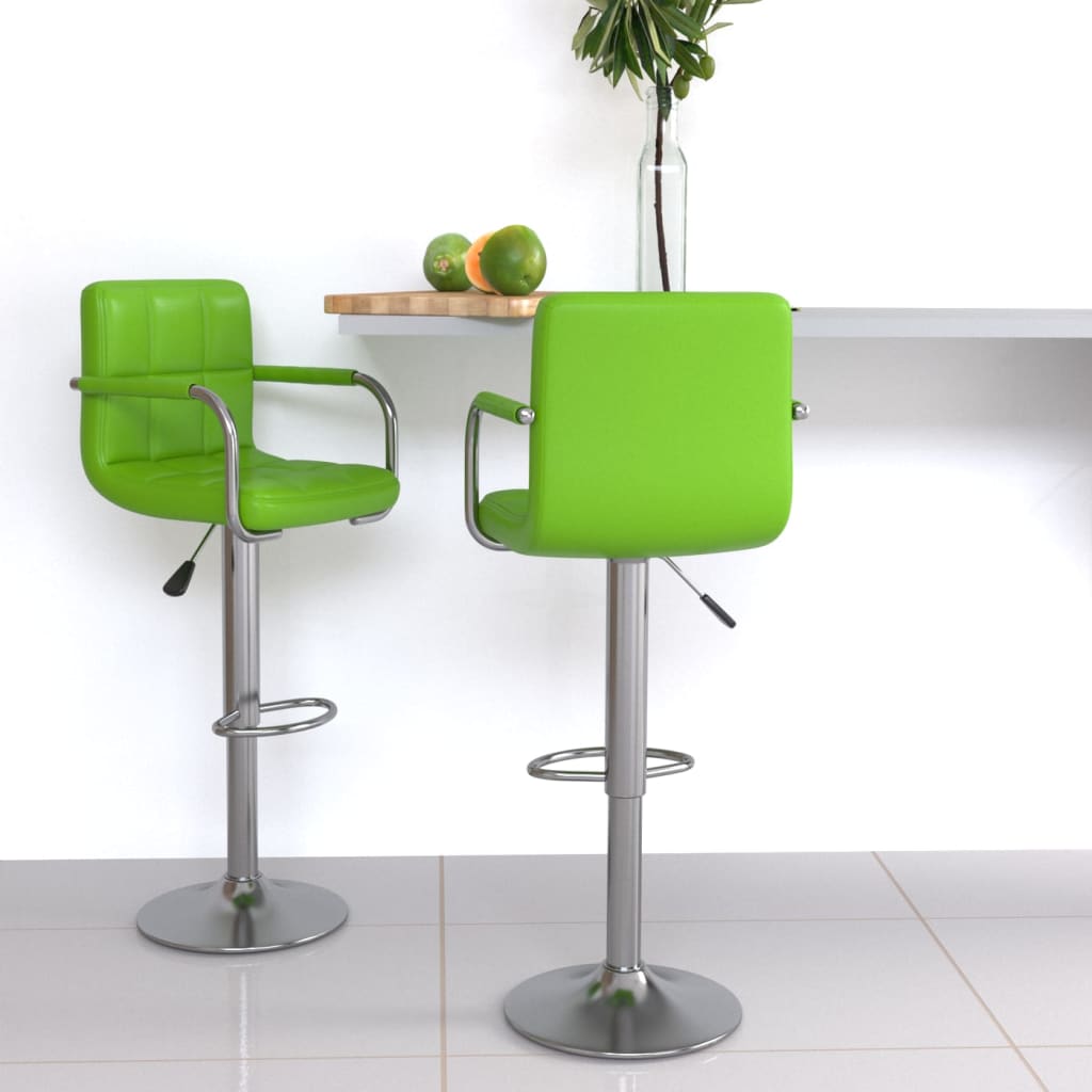 Tabourets de bar lot de 2 vert similicuir - XIOS