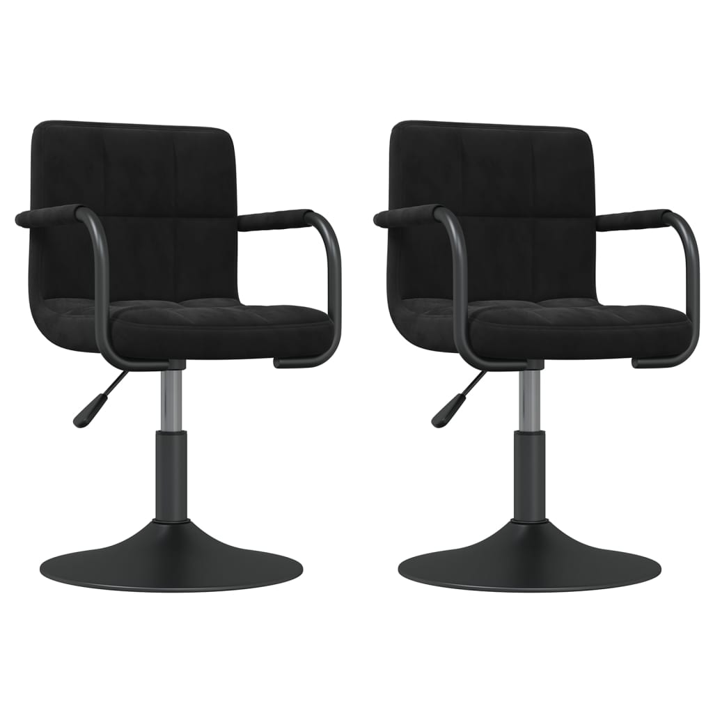 Chaises pivotantes à manger lot de 2 noir velours - XIOS