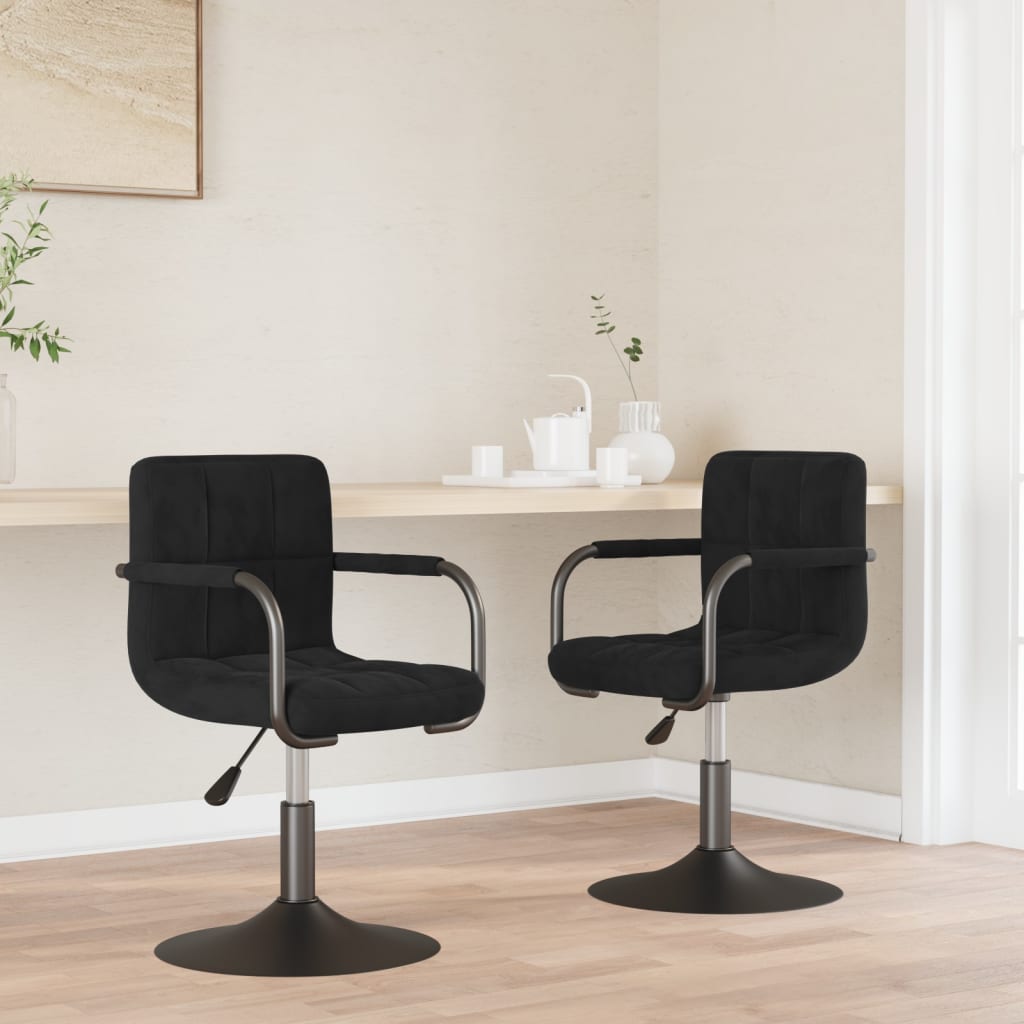 Chaises pivotantes à manger lot de 2 noir velours - XIOS