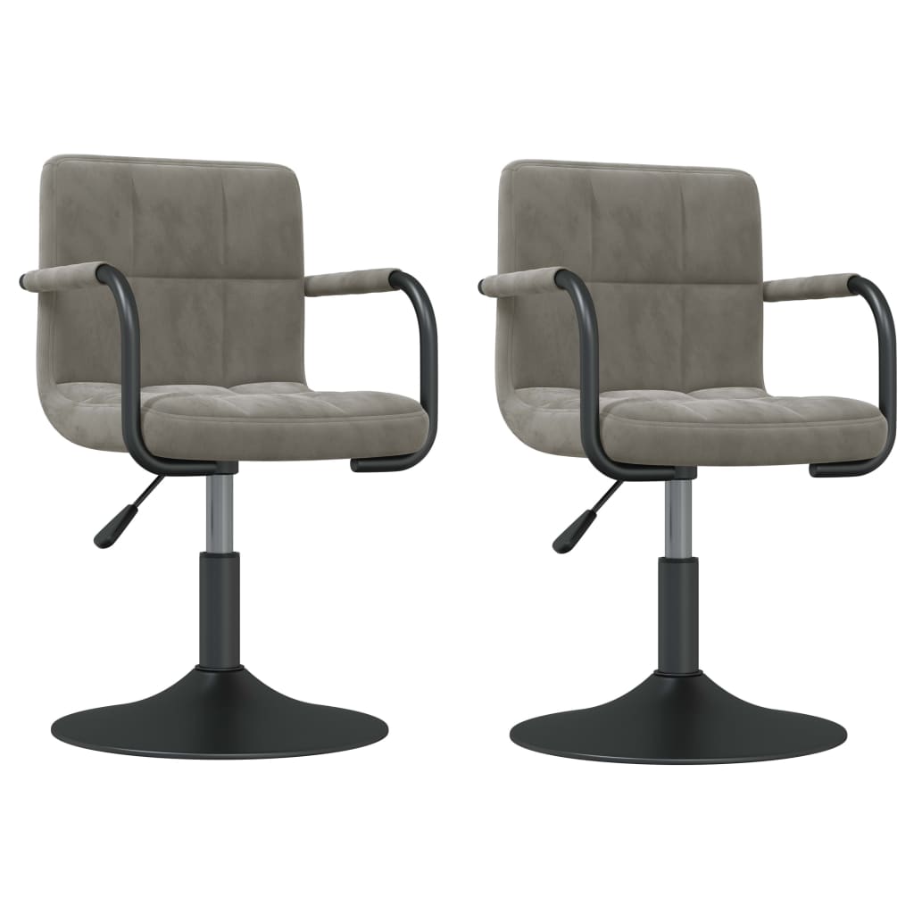 Chaises pivotantes à manger lot de 2 gris clair velours - XIOS