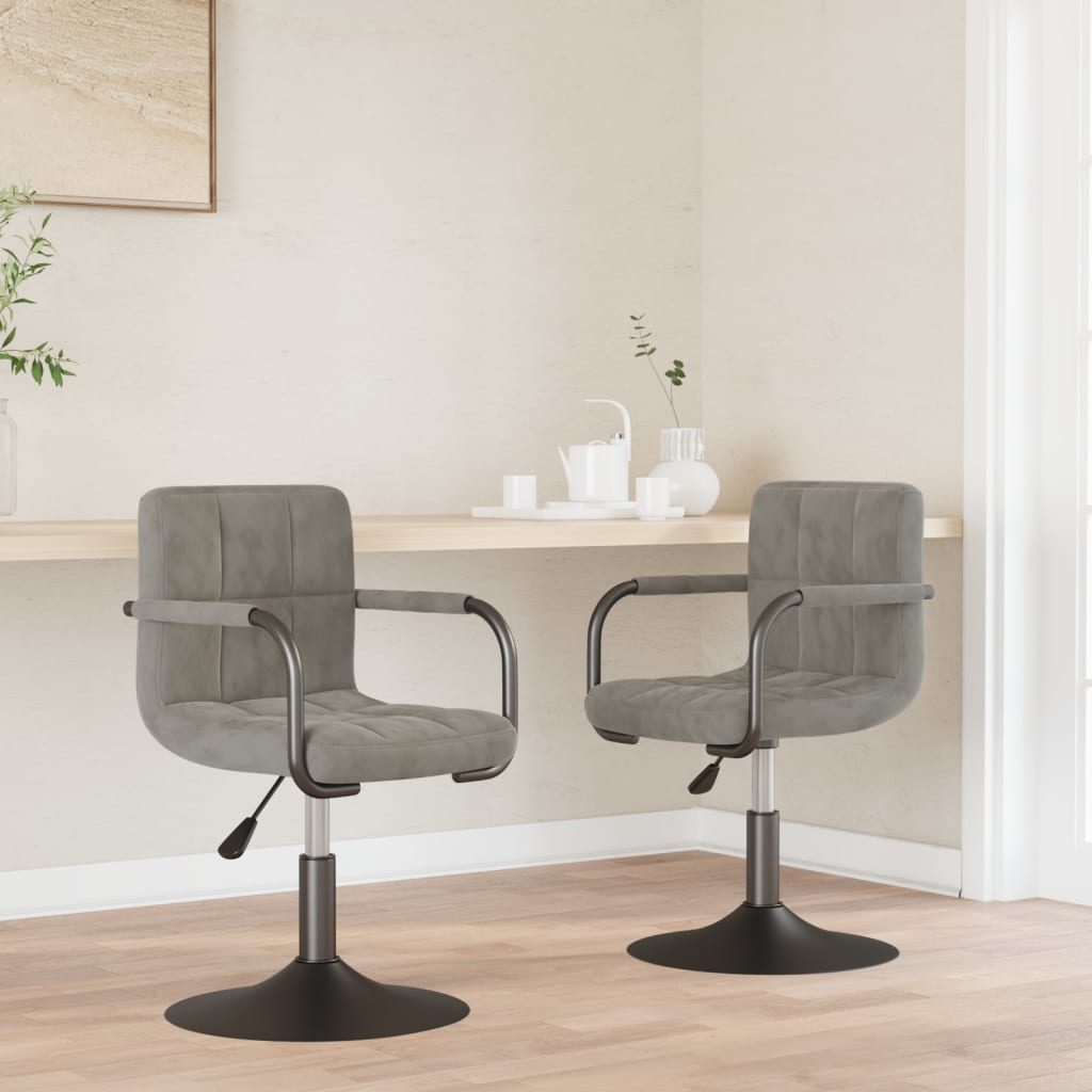 Chaises pivotantes à manger lot de 2 gris clair velours - XIOS