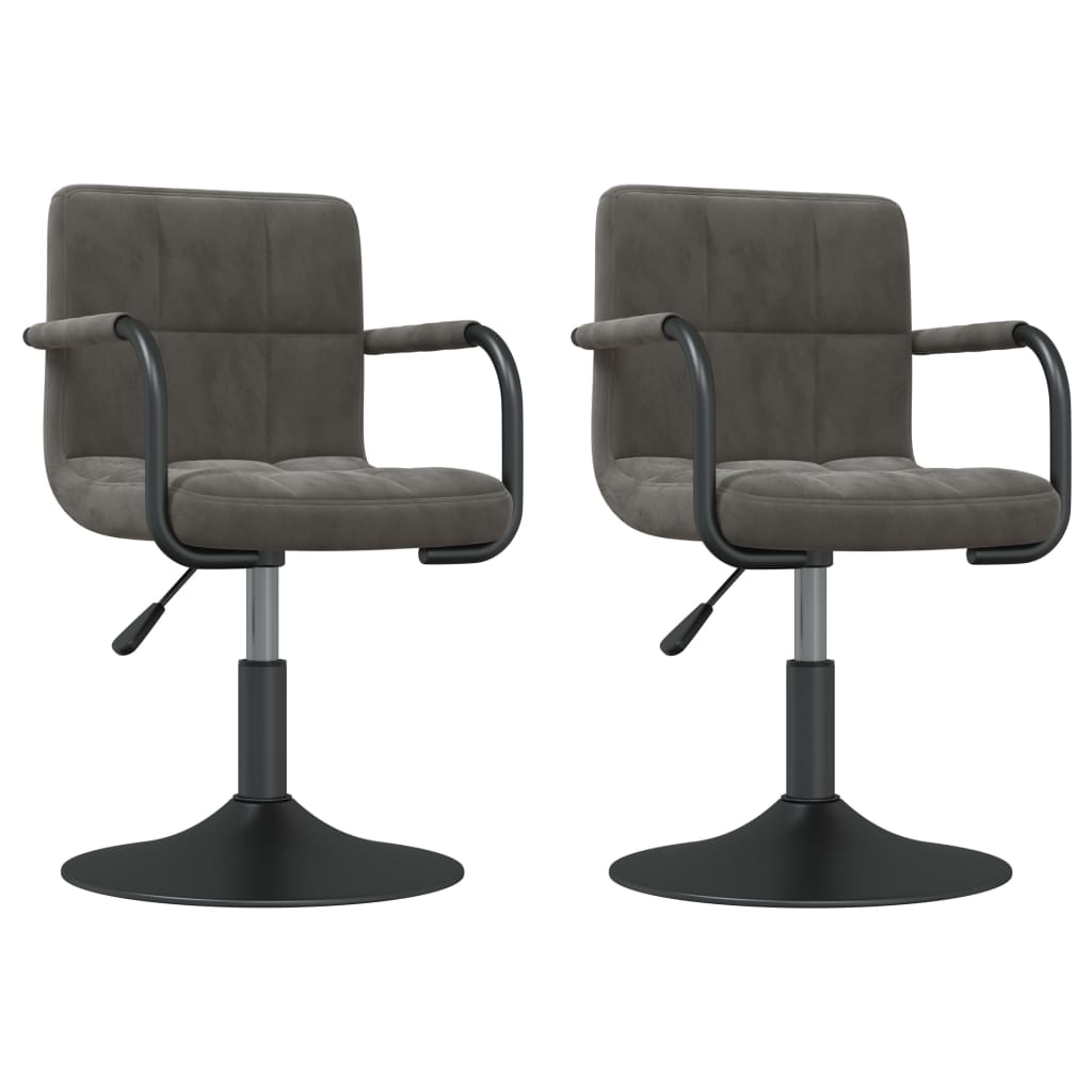 Chaises pivotantes à manger lot de 2 gris foncé velours - XIOS