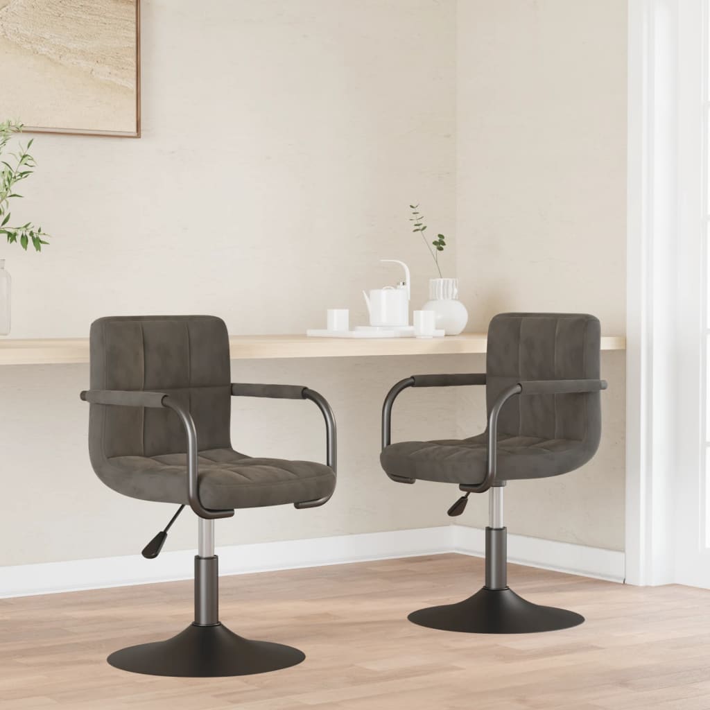 Chaises pivotantes à manger lot de 2 gris foncé velours - XIOS