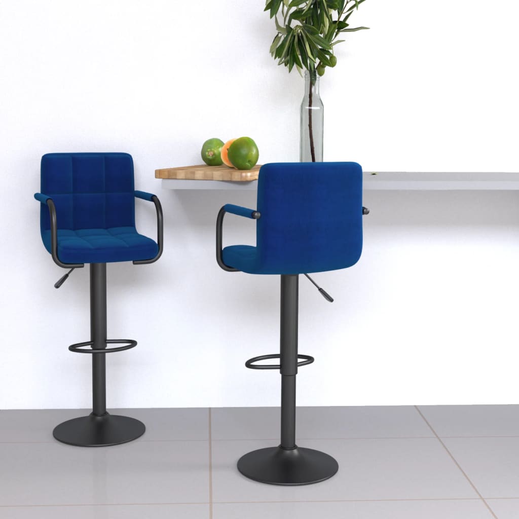 Tabourets de bar lot de 2 bleu tissu - XIOS