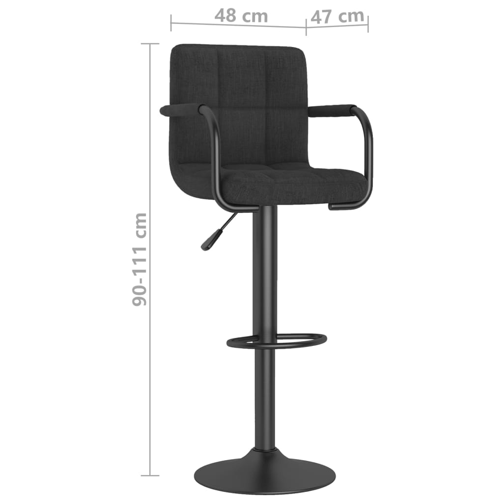 Tabourets de bar lot de 2 noir tissu - XIOS