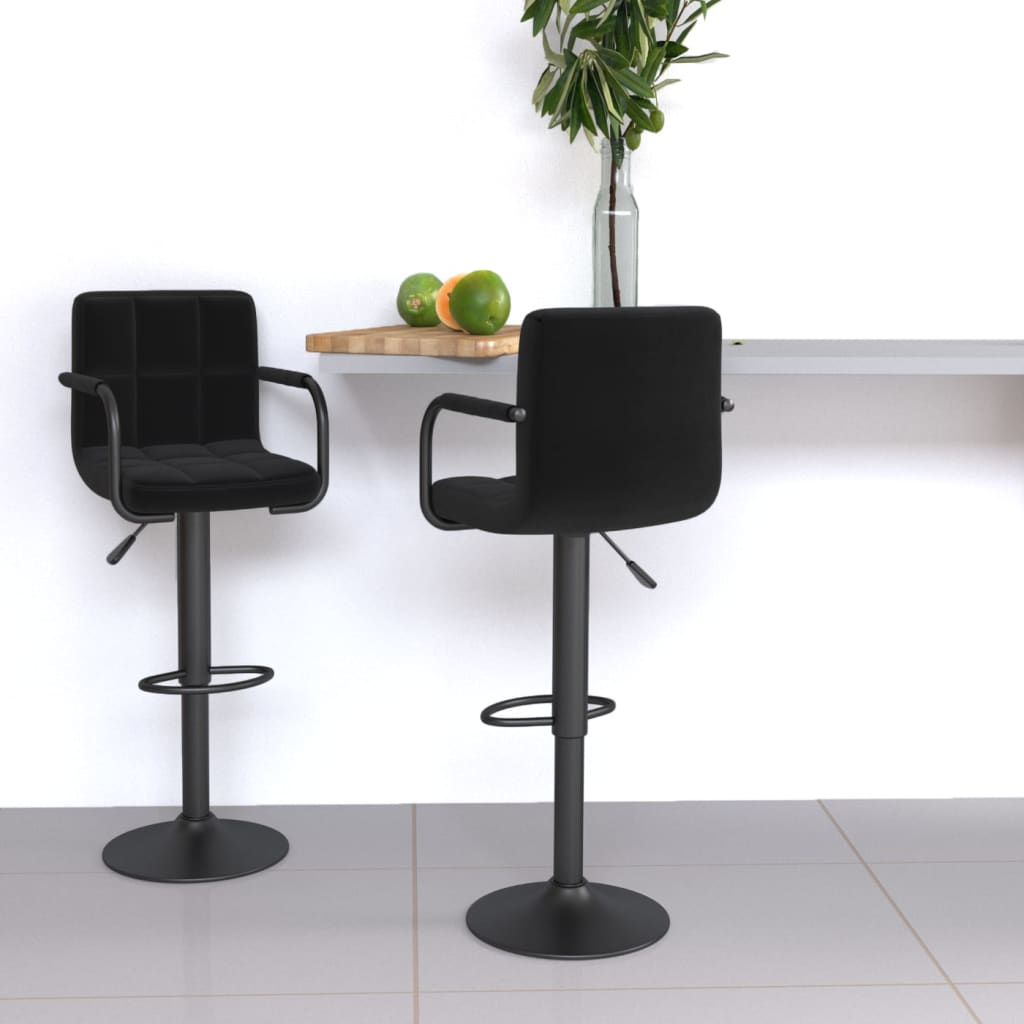 Tabourets de bar lot de 2 noir tissu - XIOS