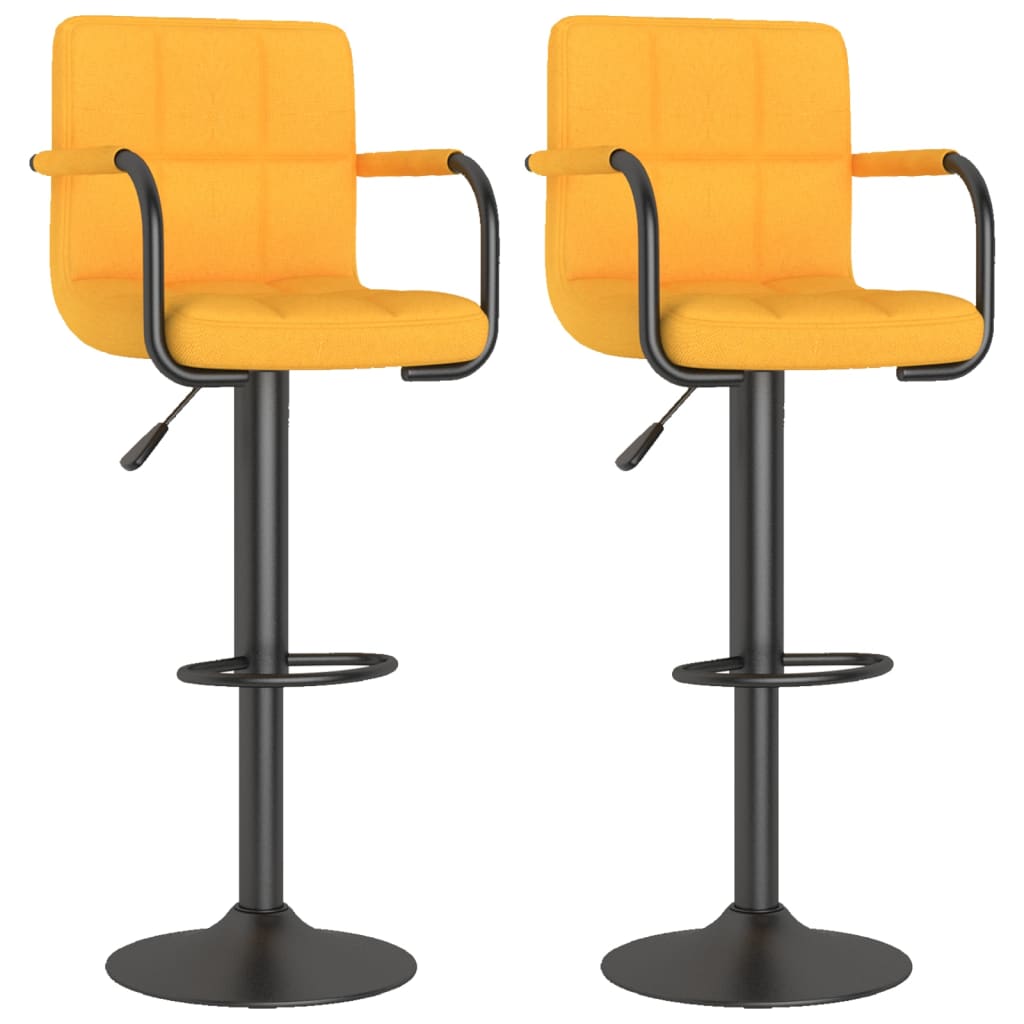 Tabourets de bar lot de 2 jaune moutarde tissu - XIOS