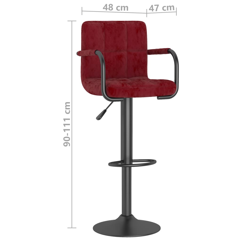 Tabouret de bar Rouge bordeaux Velours - XIOS