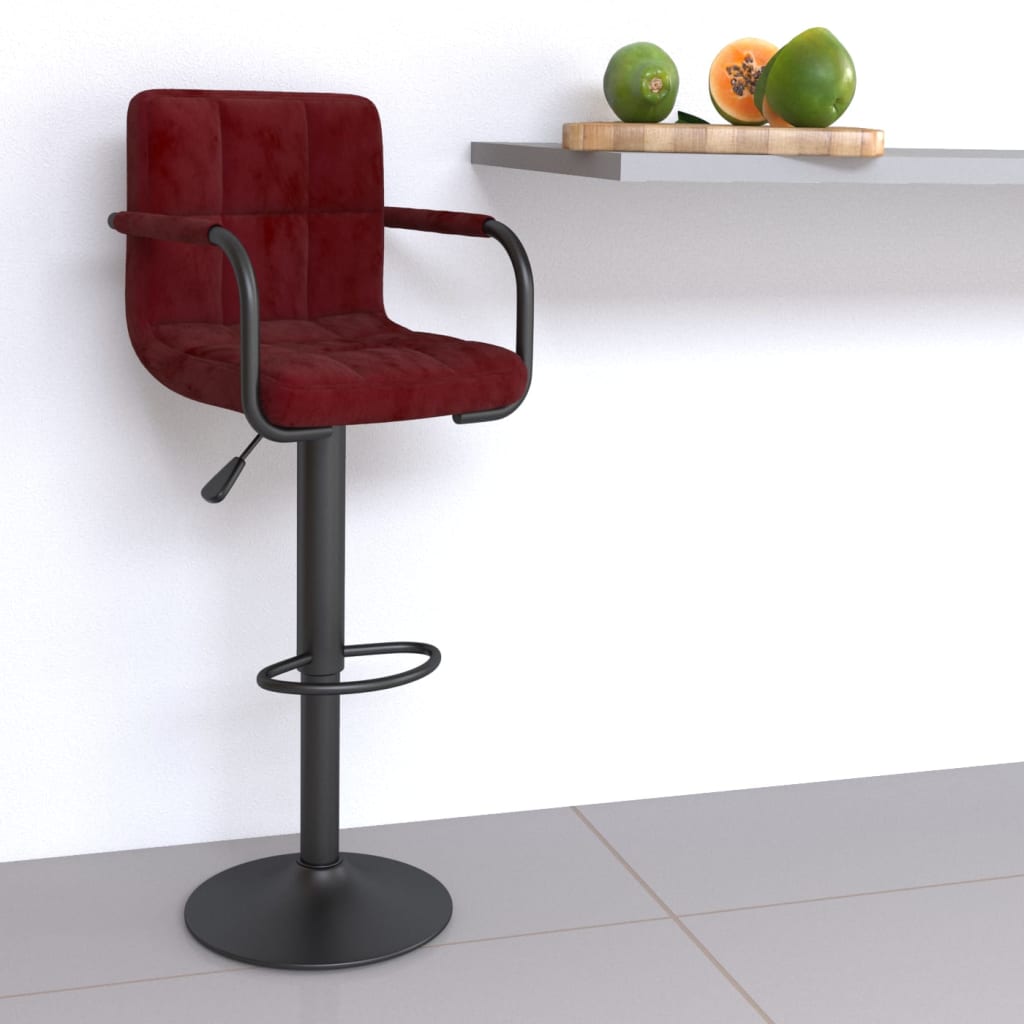 Tabouret de bar Rouge bordeaux Velours - XIOS