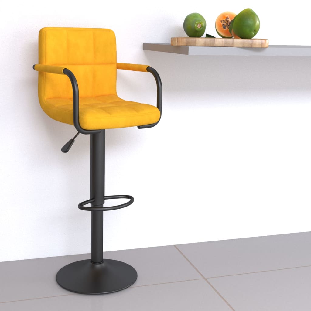 Tabouret de bar Jaune moutarde Velours - XIOS