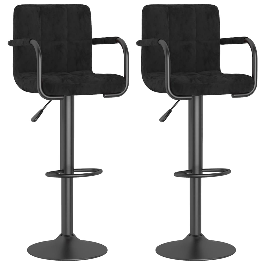 Tabourets de bar lot de 2 noir velours - XIOS
