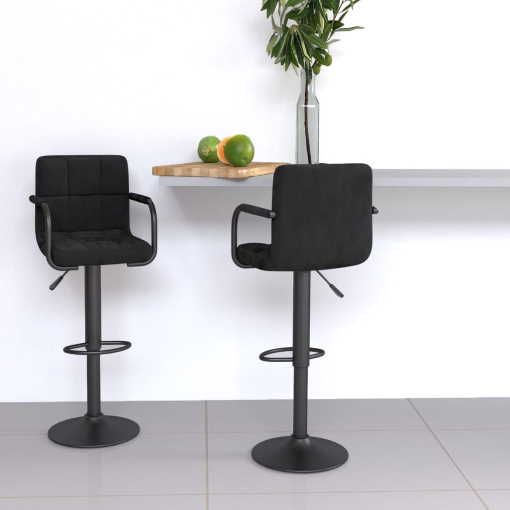 Tabourets de bar lot de 2 noir velours - XIOS