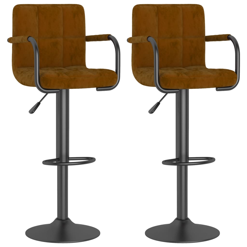 Tabourets de bar lot de 2 marron velours - XIOS