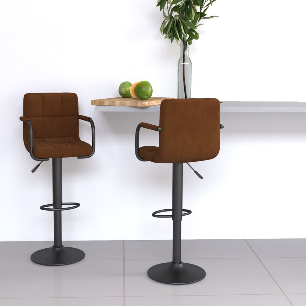 Tabourets de bar lot de 2 marron velours - XIOS
