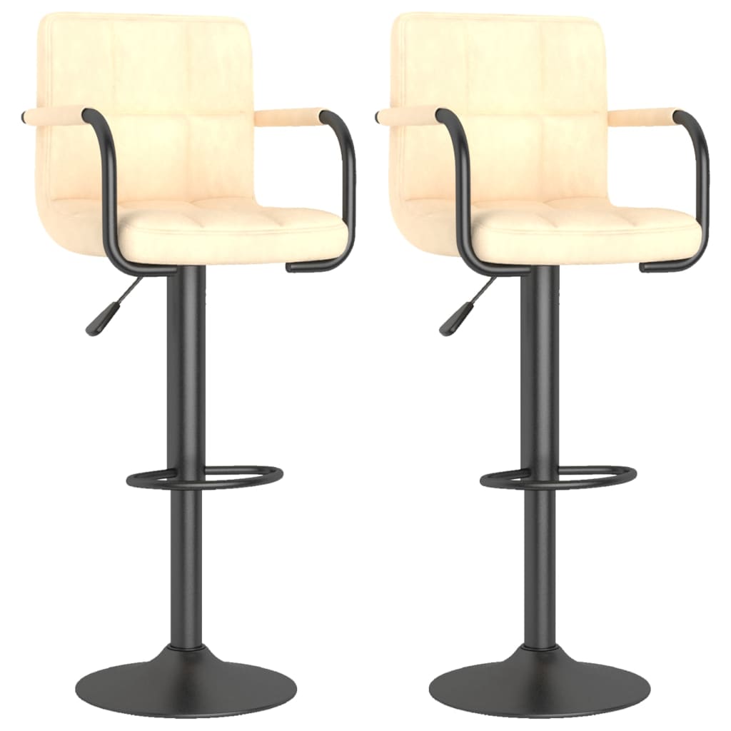 Tabourets de bar lot de 2 crème velours - XIOS