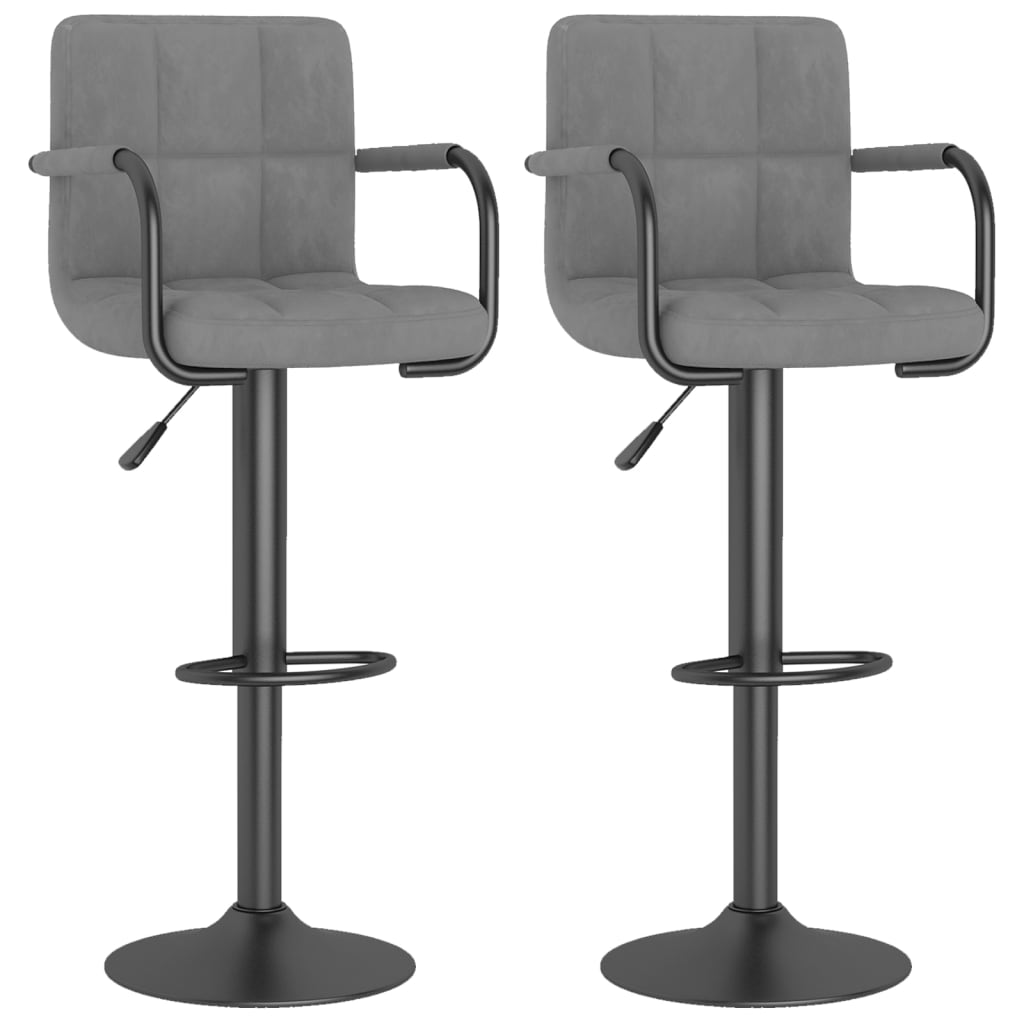 Tabourets de bar lot de 2 gris clair velours - XIOS