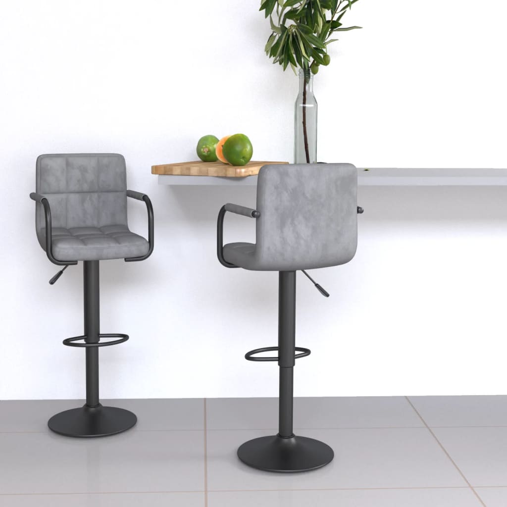 Tabourets de bar lot de 2 gris clair velours - XIOS