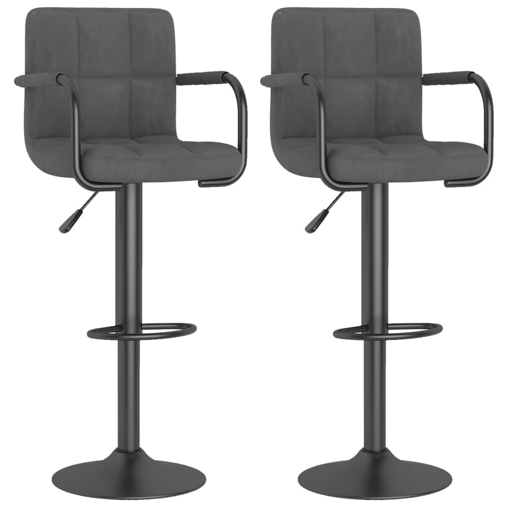 Tabourets de bar lot de 2 gris foncé velours - XIOS