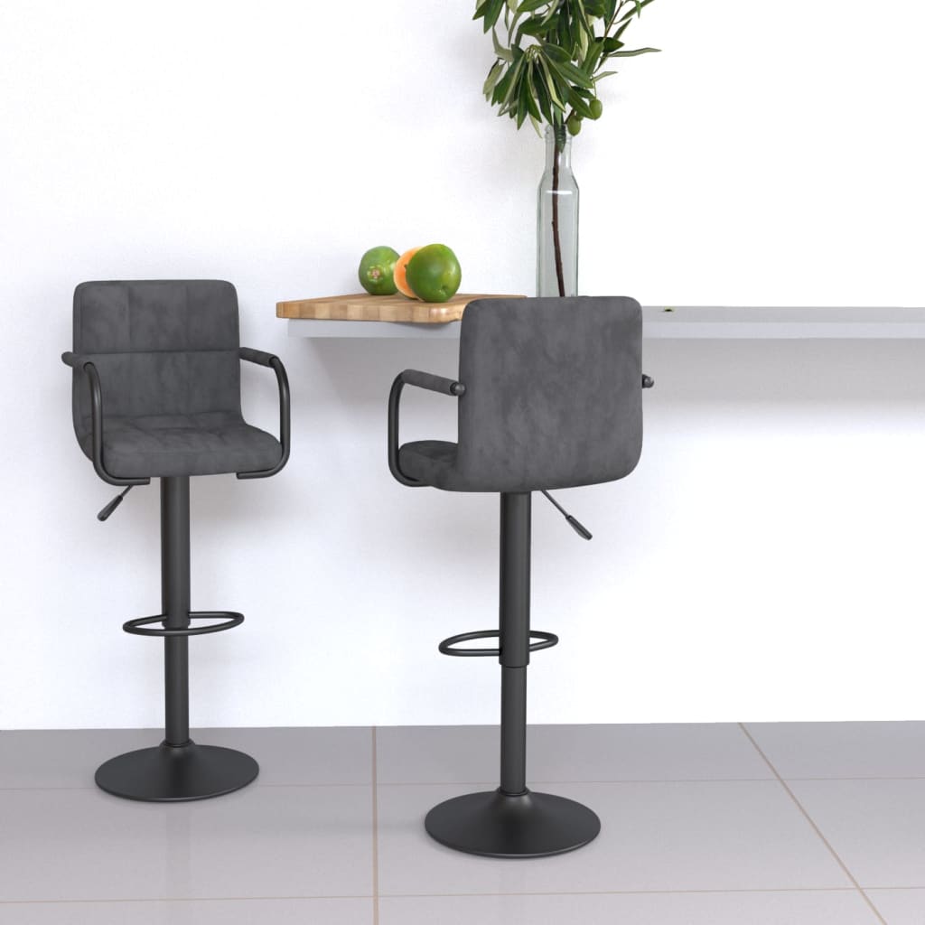 Tabourets de bar lot de 2 gris foncé velours - XIOS