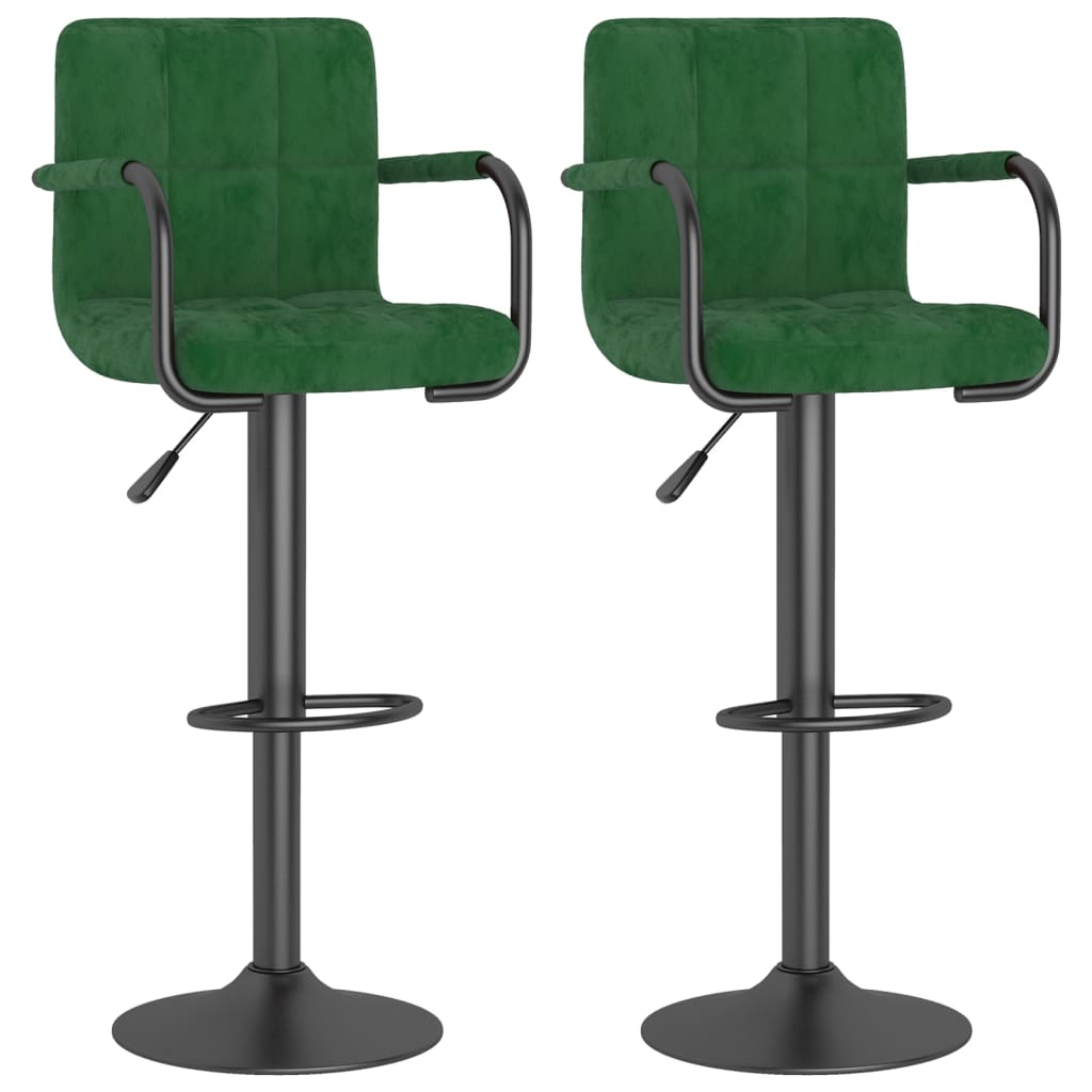 Tabourets de bar lot de 2 vert foncé velours - XIOS