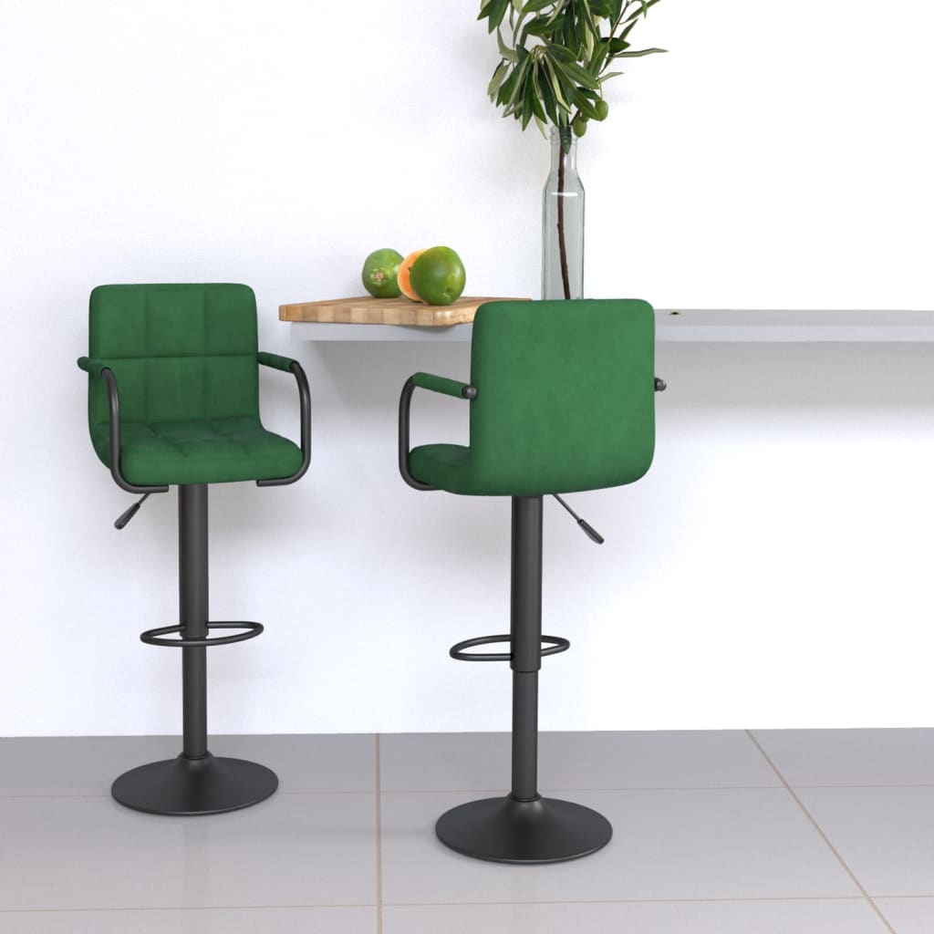 Tabourets de bar lot de 2 vert foncé velours - XIOS