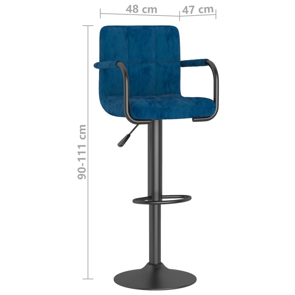 Tabourets de bar lot de 2 bleu velours - XIOS
