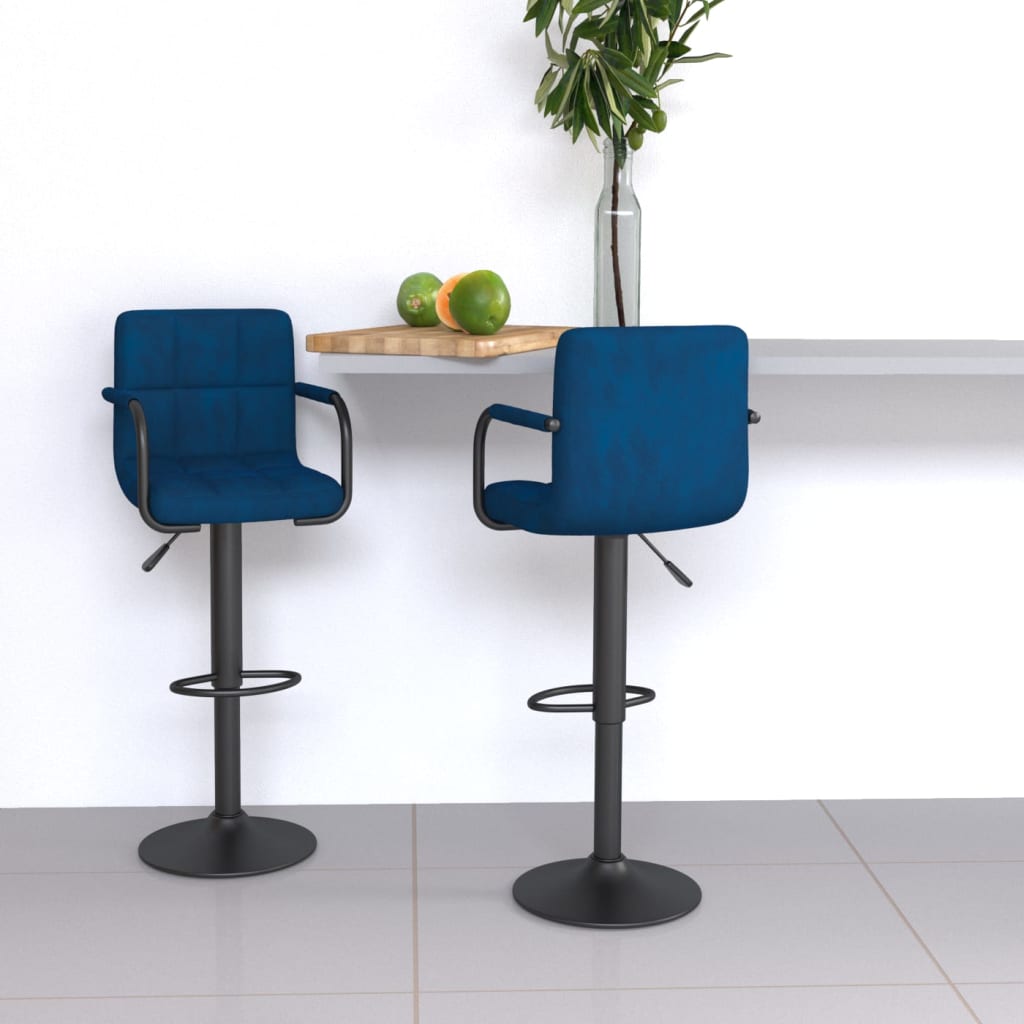 Tabourets de bar lot de 2 bleu velours - XIOS