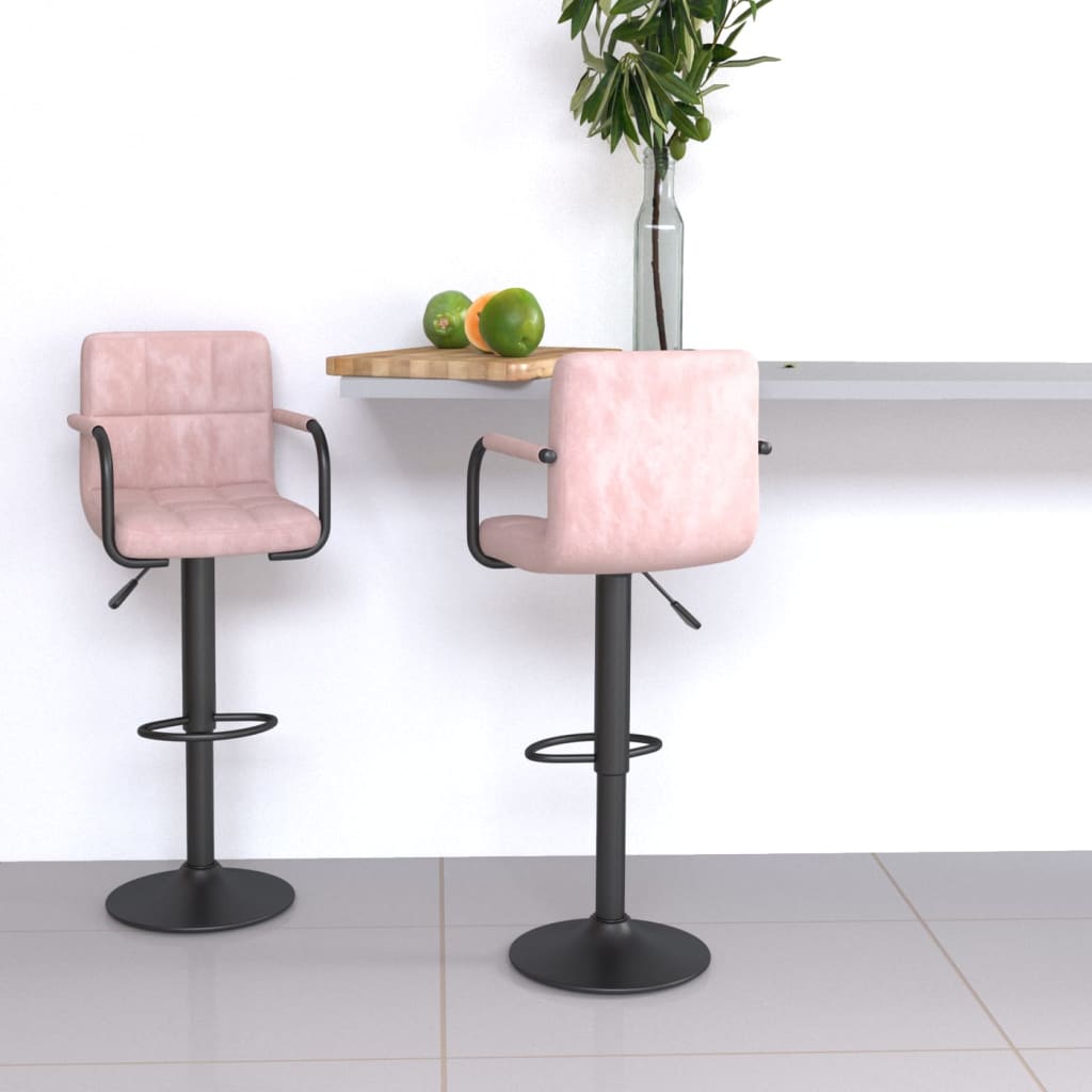 Tabourets de bar lot de 2 rose velours - XIOS