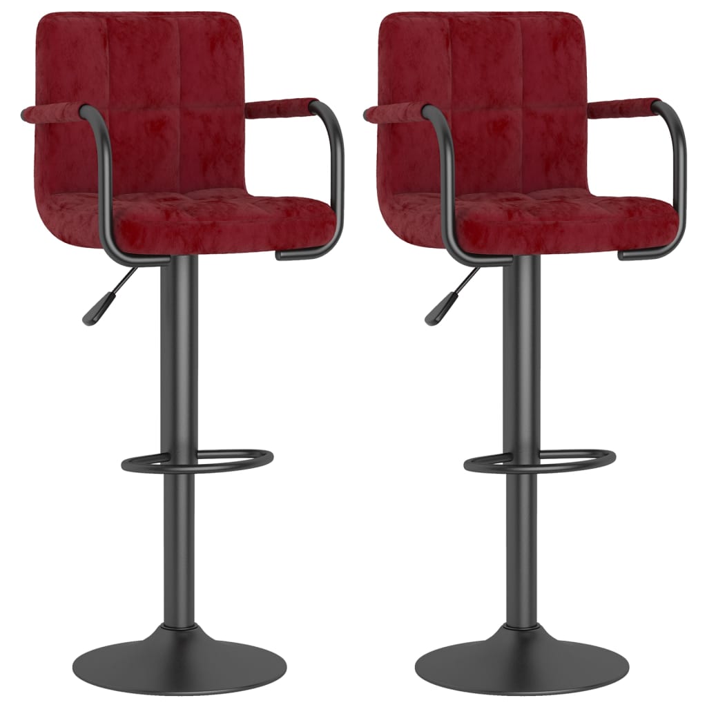 Tabourets de bar lot de 2 rouge bordeaux velours - XIOS