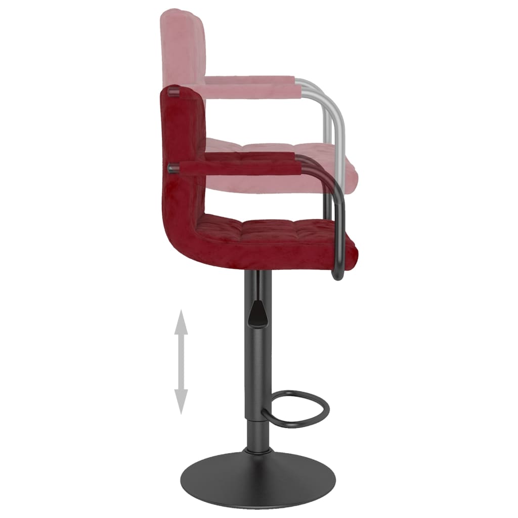 Tabourets de bar lot de 2 rouge bordeaux velours - XIOS