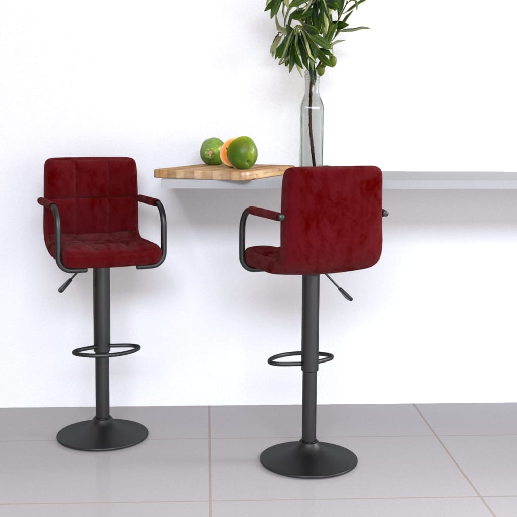 Tabourets de bar lot de 2 rouge bordeaux velours - XIOS