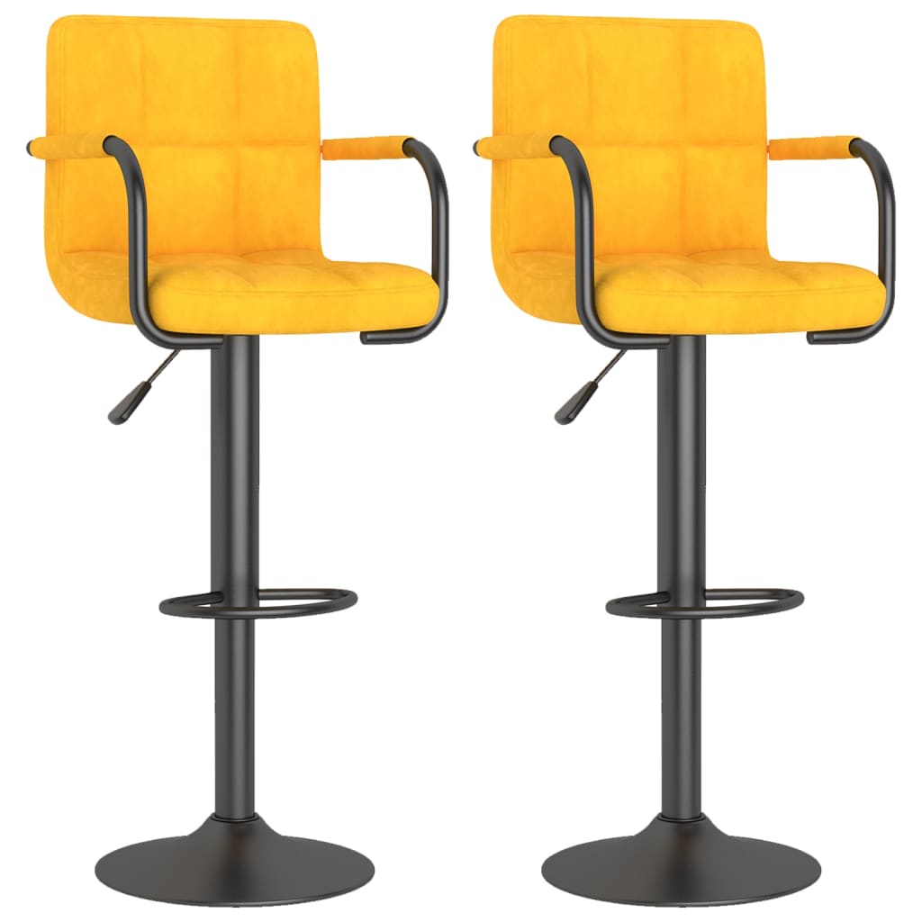 Tabourets de bar lot de 2 jaune moutarde velours - XIOS