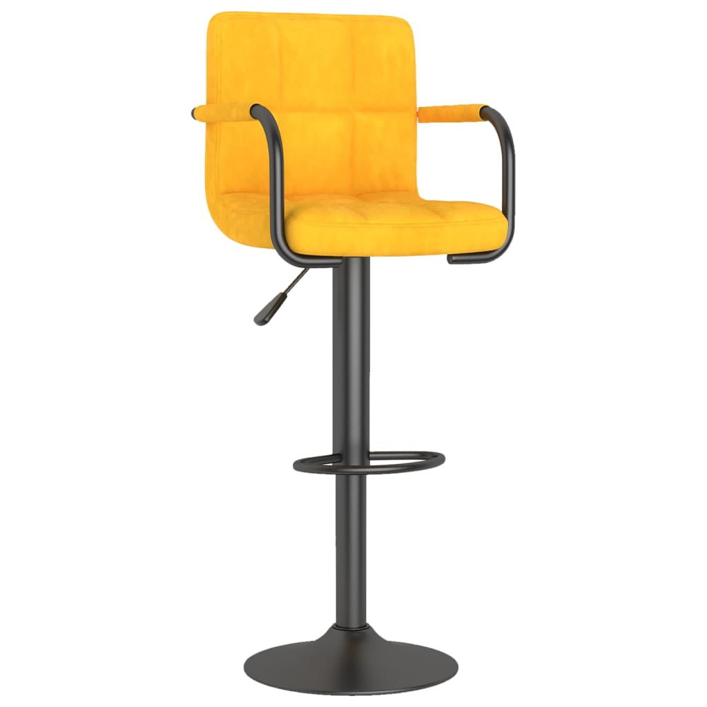 Tabourets de bar lot de 2 jaune moutarde velours - XIOS