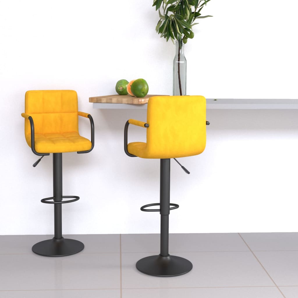Tabourets de bar lot de 2 jaune moutarde velours - XIOS