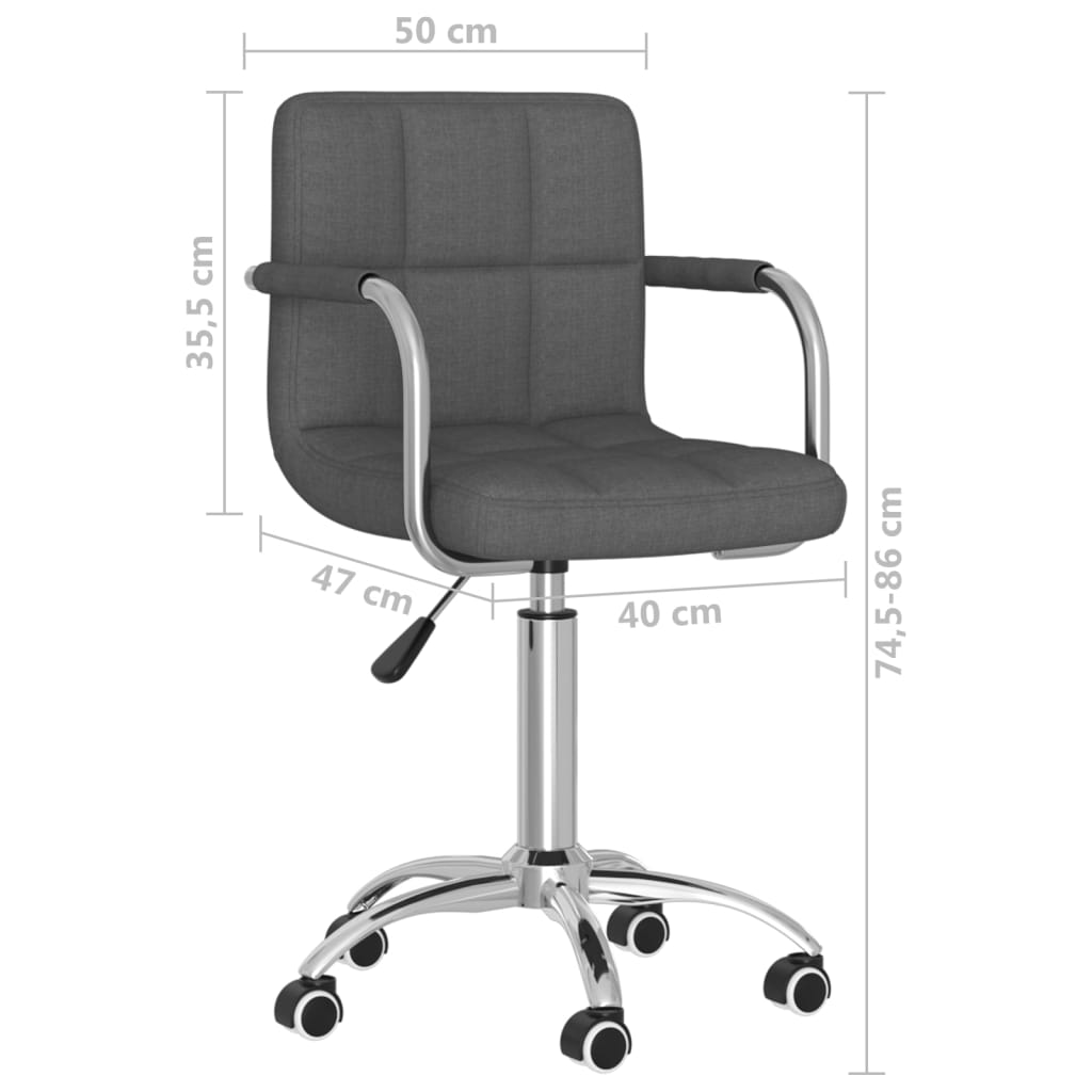 Chaise pivotante de bureau Gris foncé Tissu - XIOS