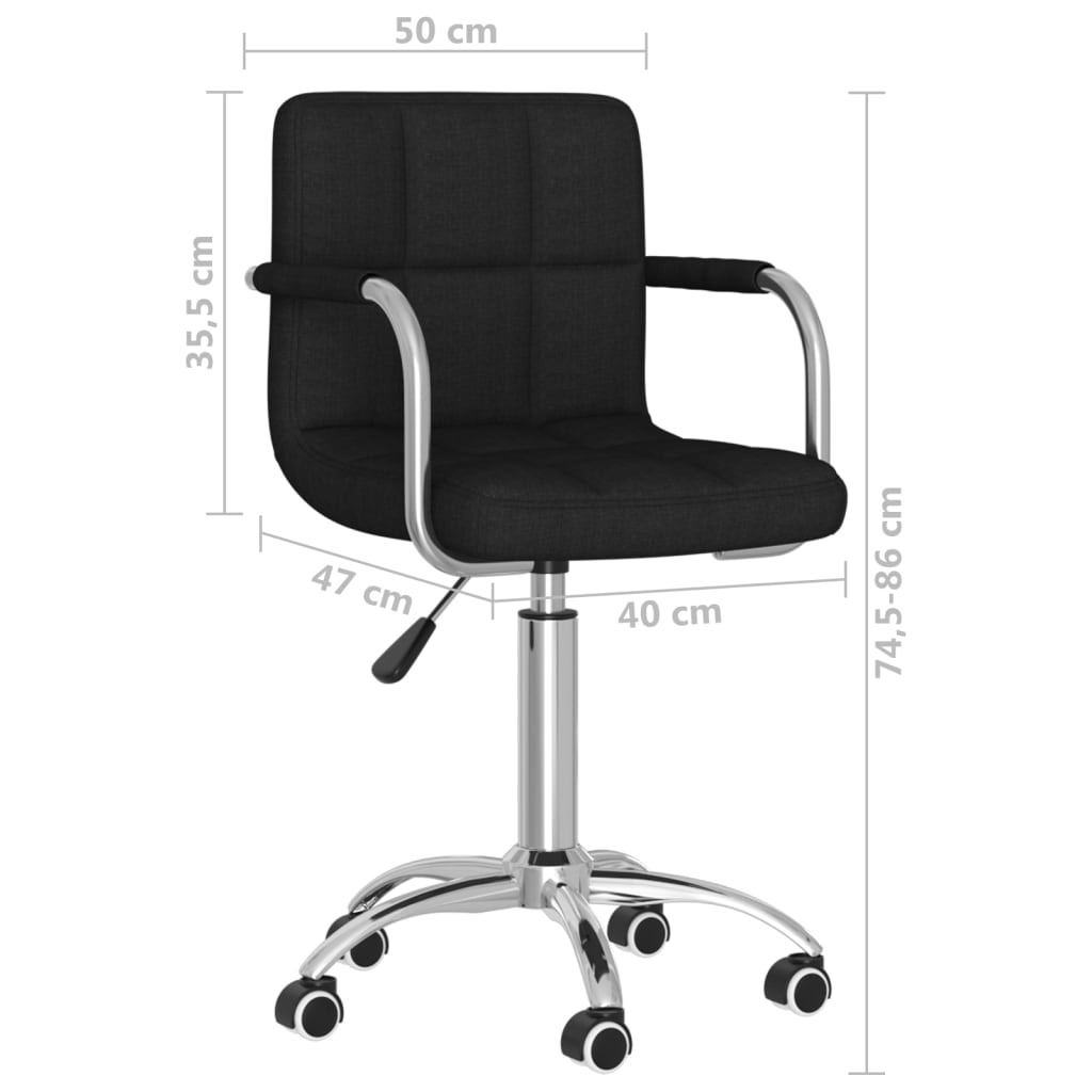 Chaise pivotante de bureau Noir Tissu