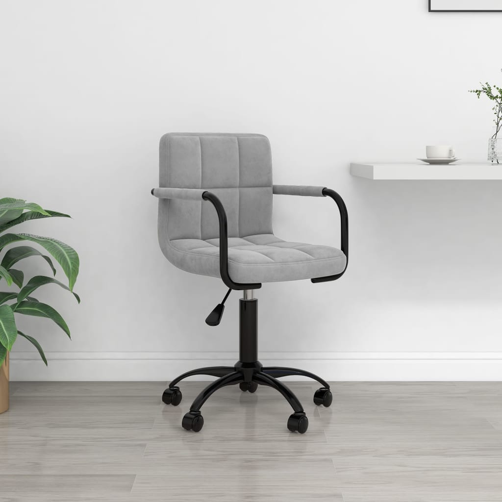 Chaise pivotante de bureau Gris clair Velours - XIOS