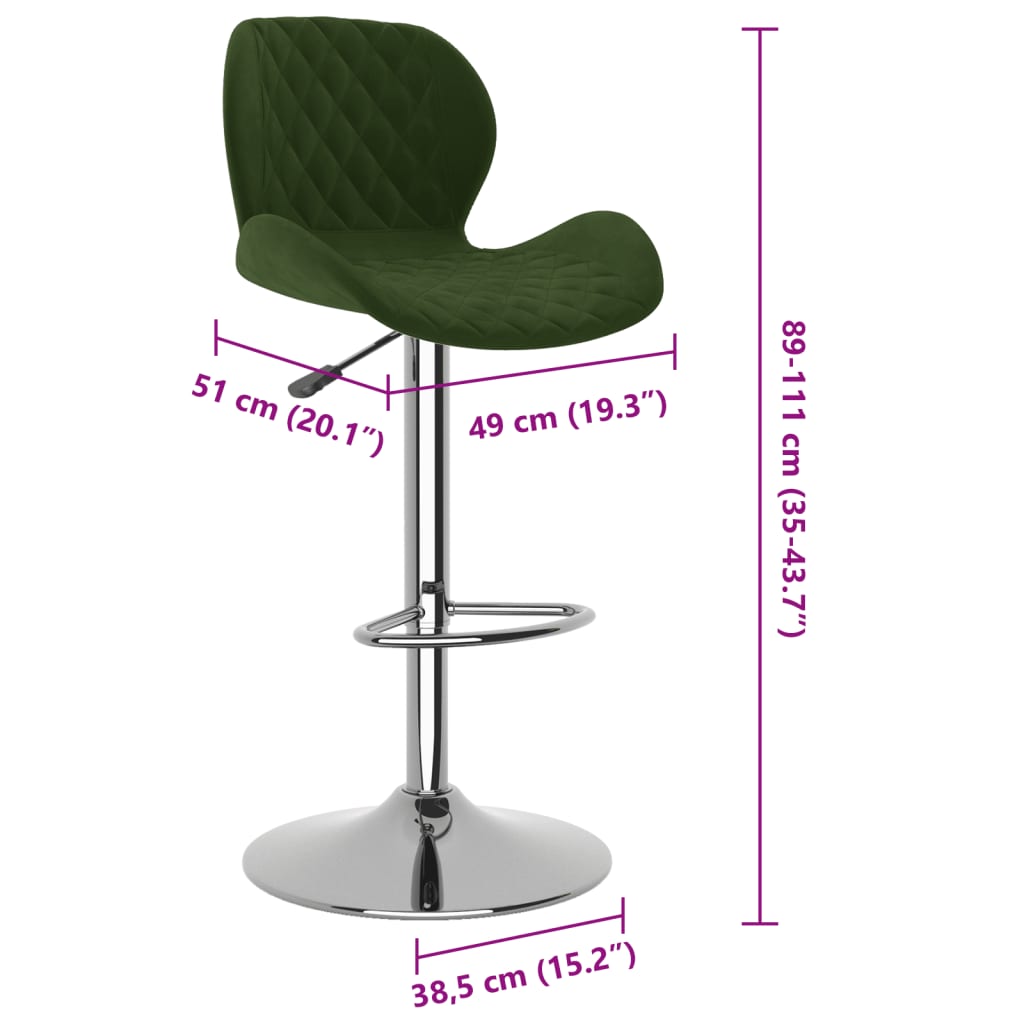 Tabourets de bar lot de 2 vert foncé velours - XIOS