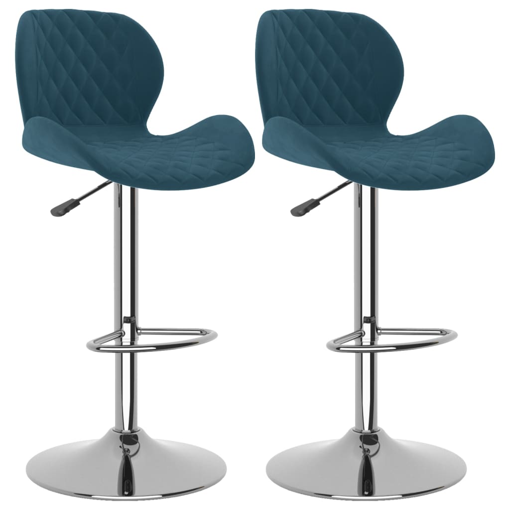 Tabourets de bar lot de 2 bleu velours - XIOS